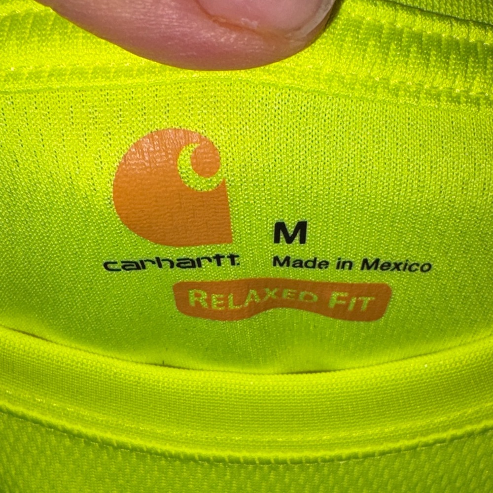 Carhartt Men’s Hi-Vis Neon Yellow Short Sleeve Pocket Tee - Picture 4 of 5